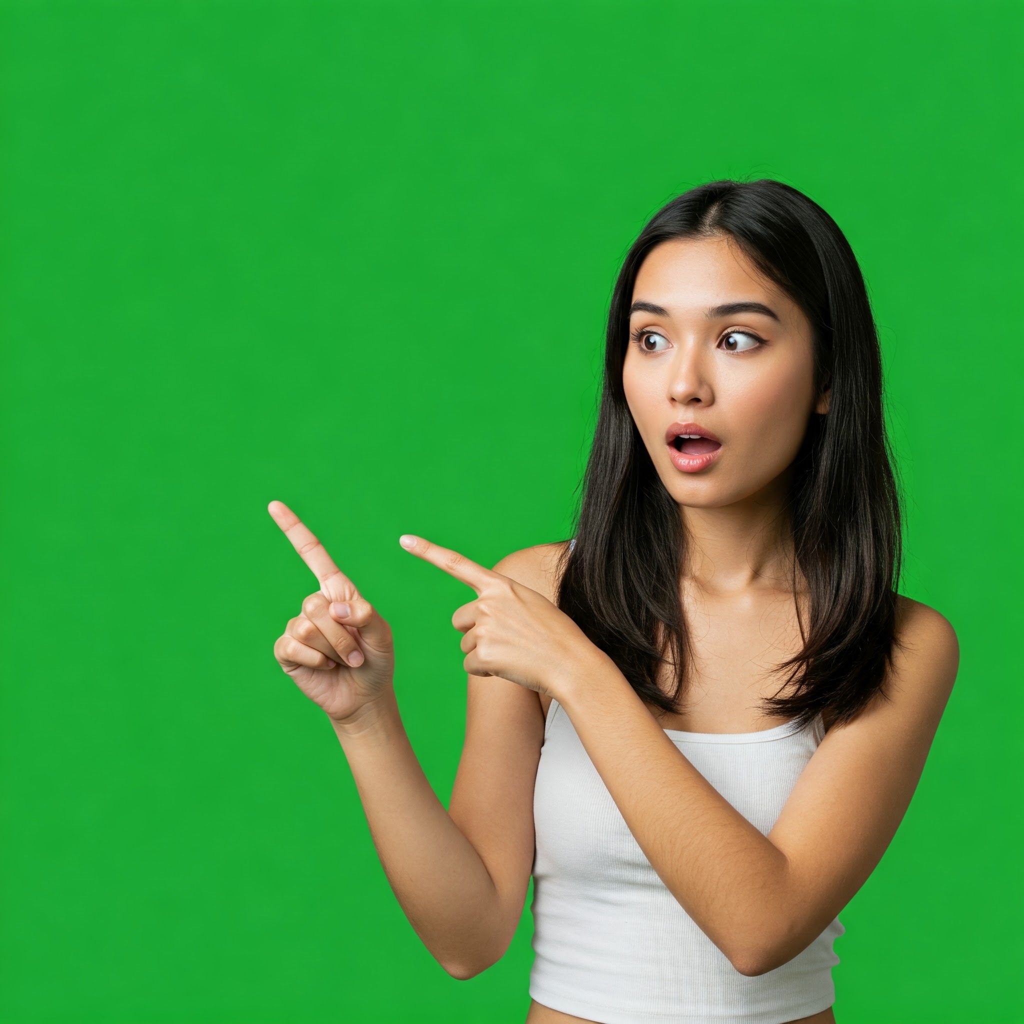photo of Surprised Woman Pointing to Both Sides